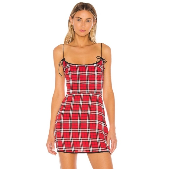 superdown Dresses & Skirts - Superdown Red Plaid Mini Dress